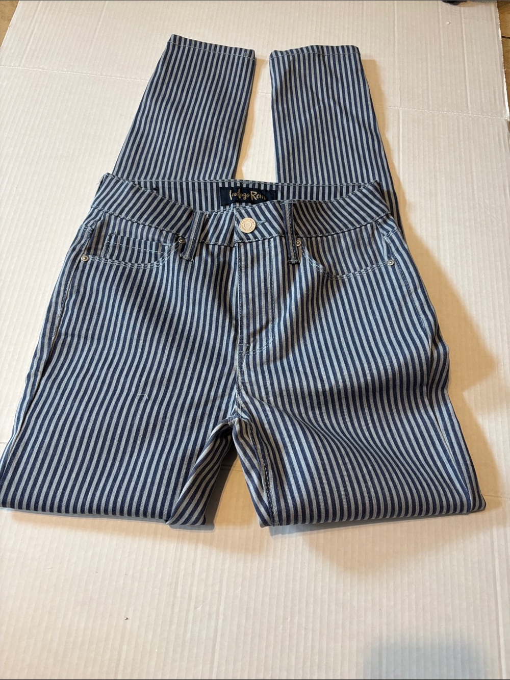 Indigo Rein Blue & White Striped Chinos